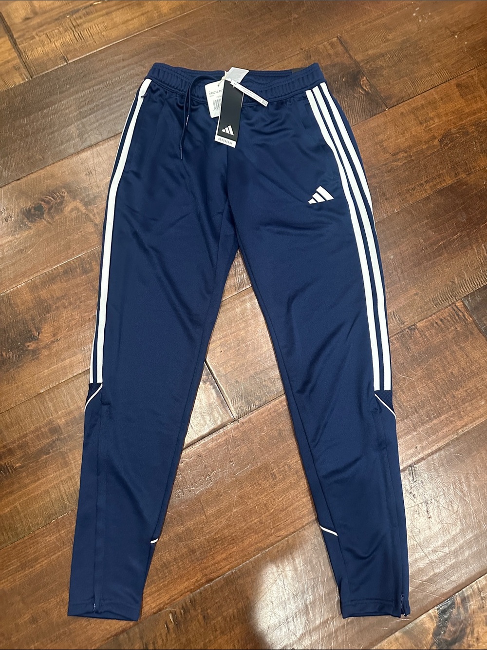 adidas Navy and White Three-Stripe Mens Joggers